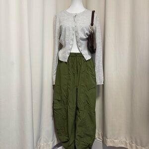 UO Olive Cargo Nylon Pants